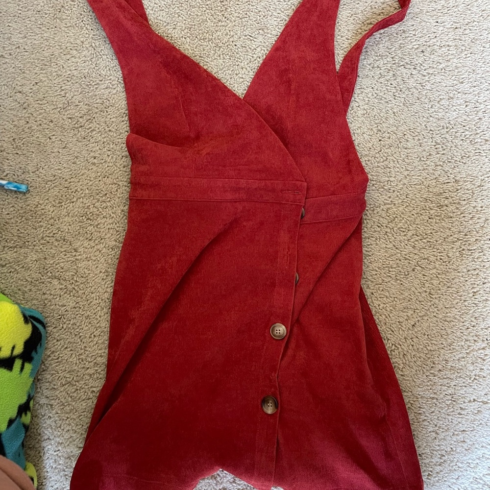 Corduroy dress with buttons on the side